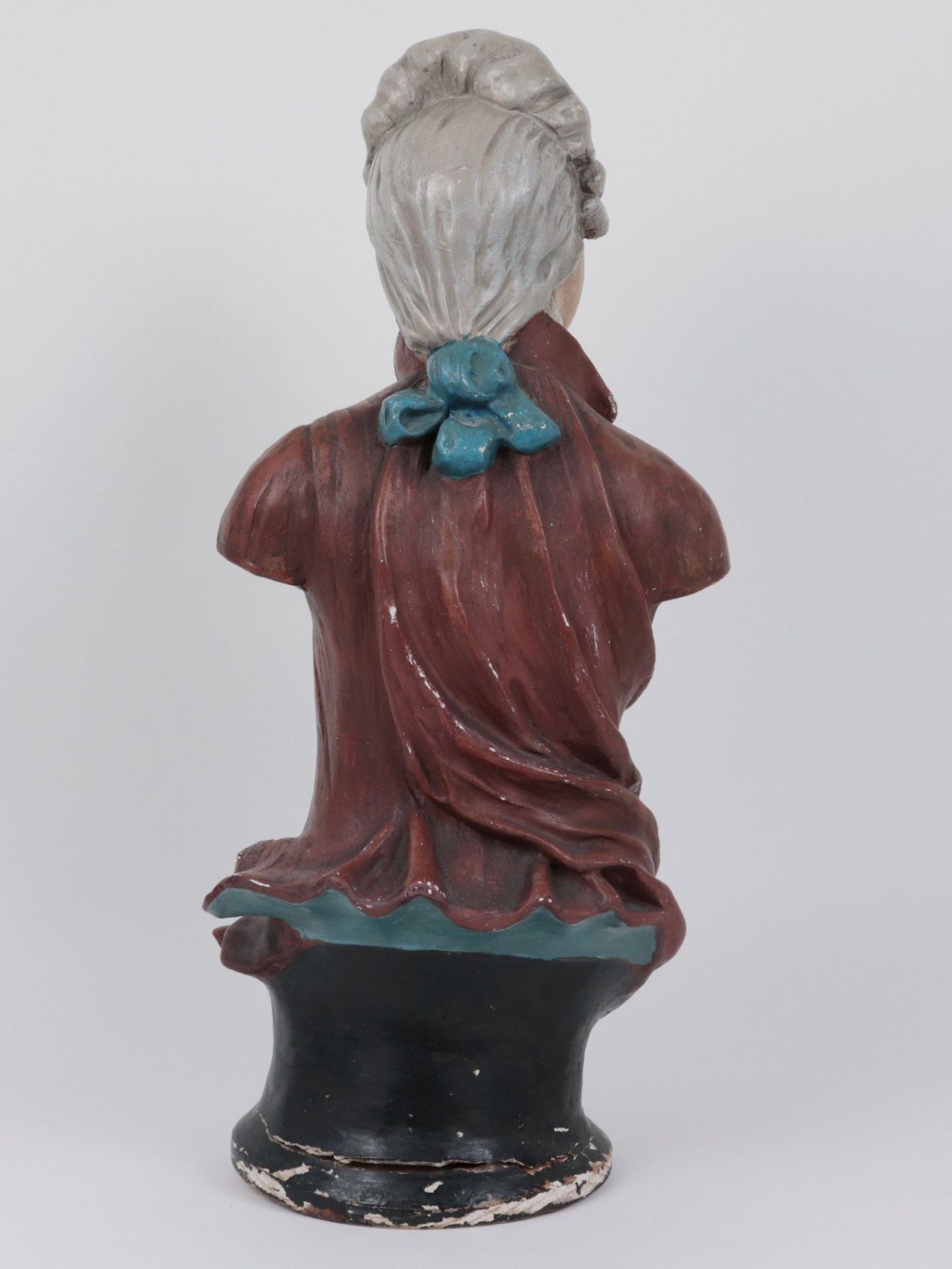 Halbfigur/Büste - Mozart um 1900, Frankreich, Stuck, Holz, vollplast. Halbfigur auf Sockel, - Bild 3 aus 5