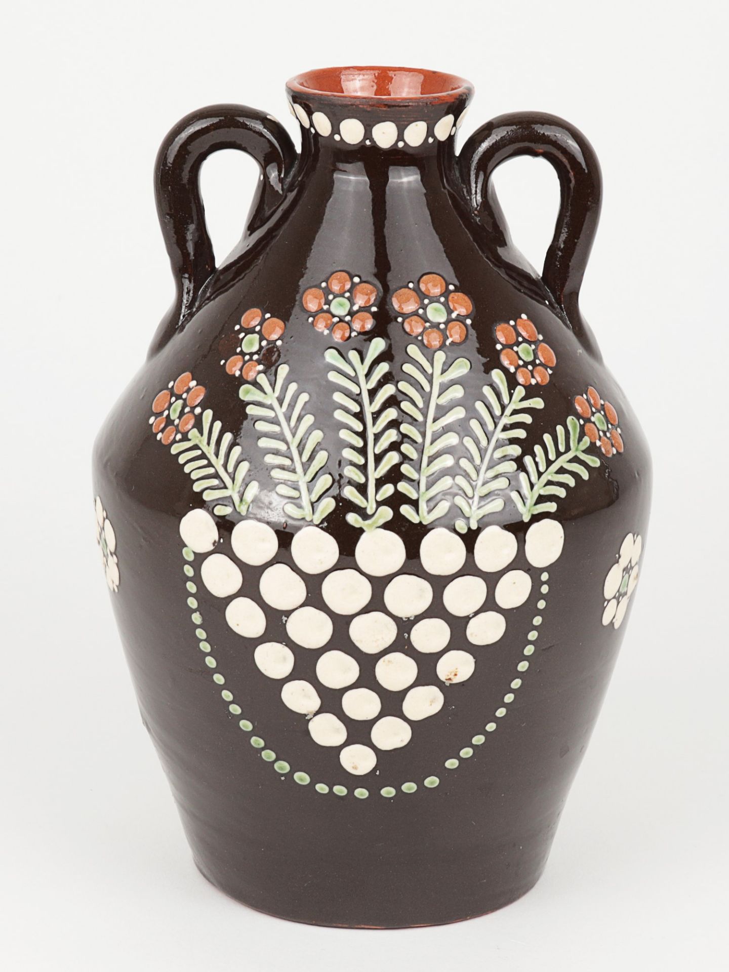 P.A. Wranitzky - Vase um 1900, Jugendstil, Prägemarke, P.A.W., Keramik, roter Scherben,