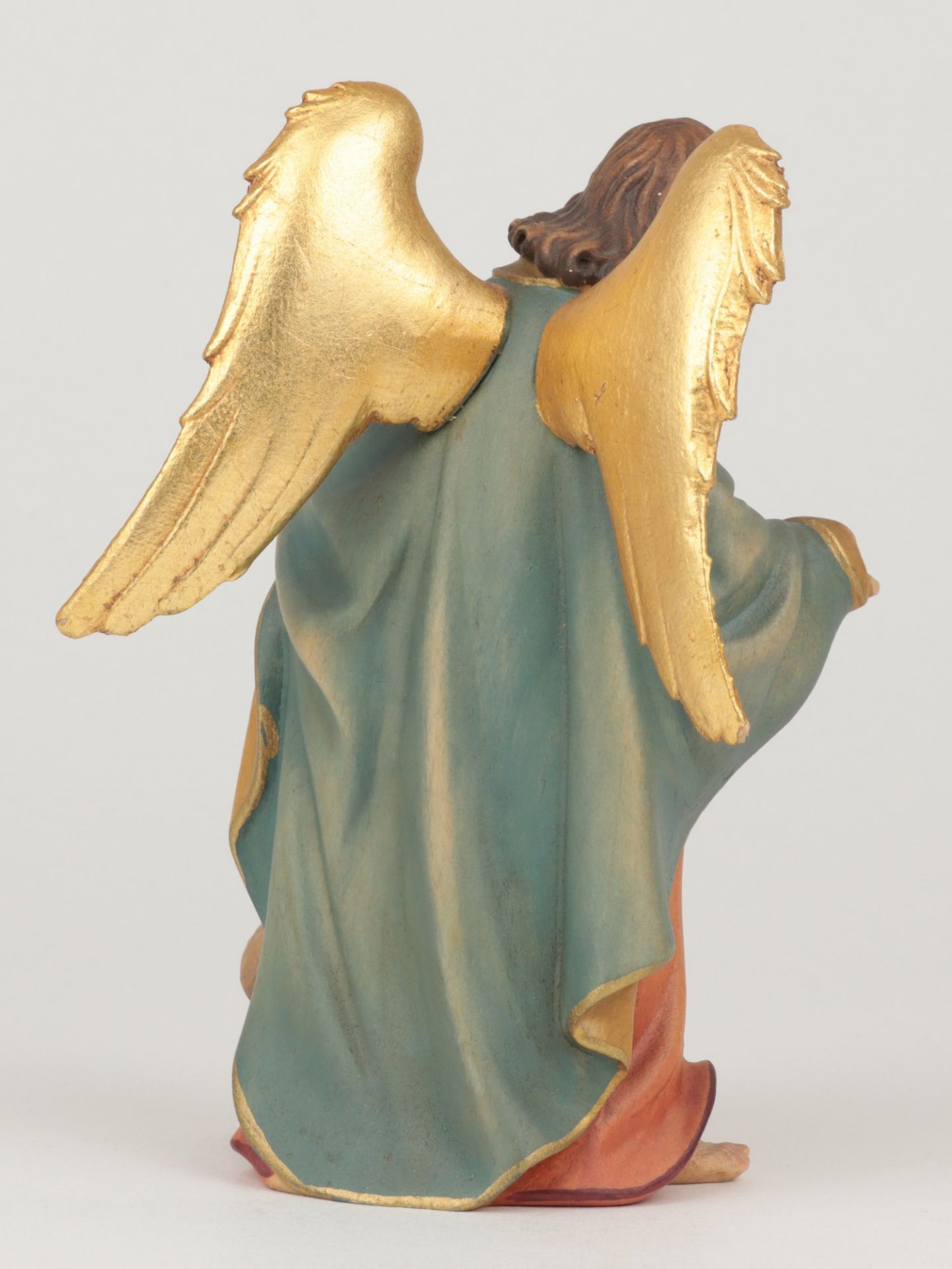 Krippenfigur - Südtirol Ewald Insam, Holz, geschnitzt, farbig bemalt, tlw. vergoldet, Engel mit - Image 2 of 5