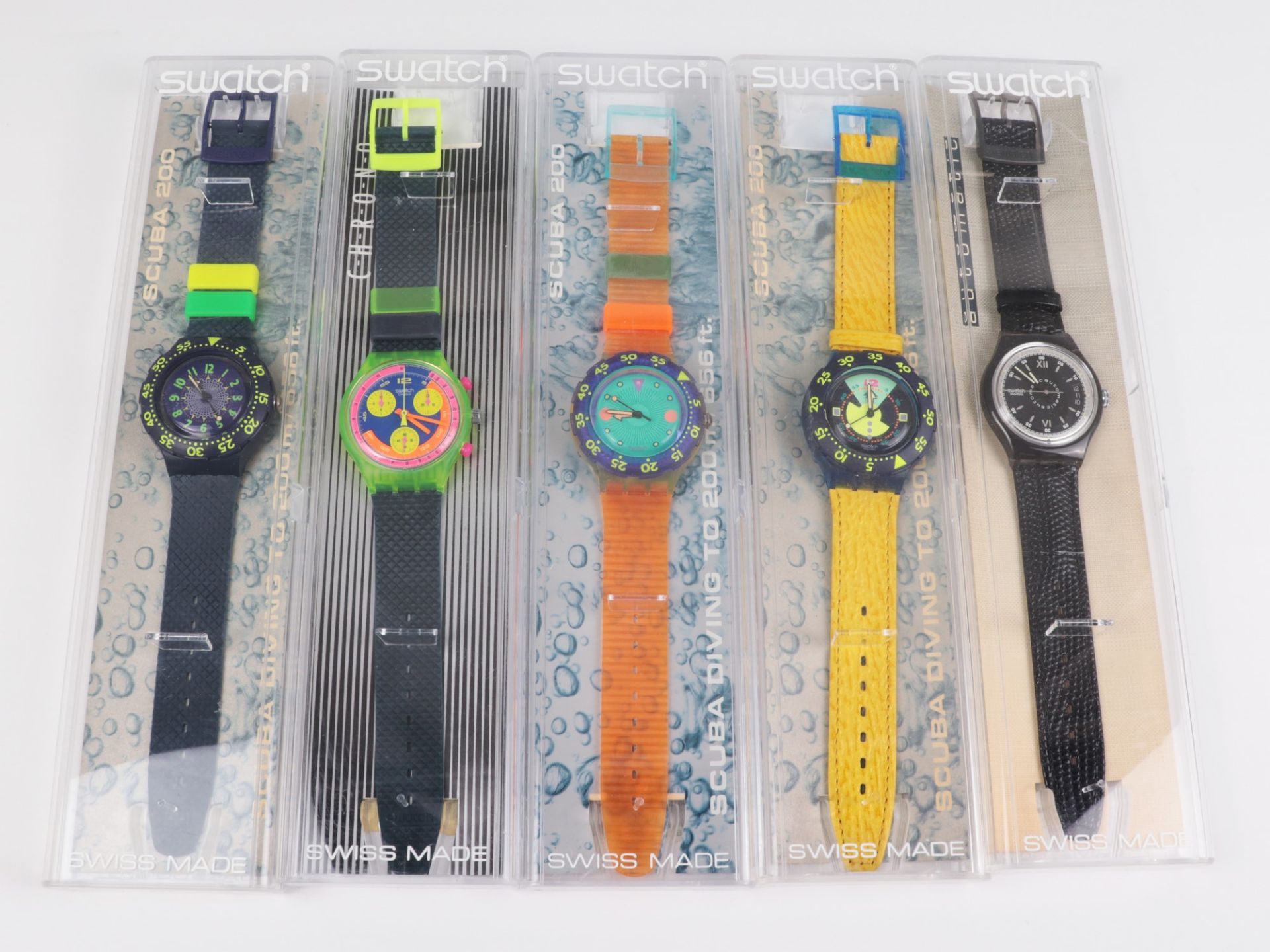 Swatch - Armbanduhren 5 St, Schweiz, versch. Ausführungen, 1x Automatic, fkt.tüchtig, 4x Fkt.