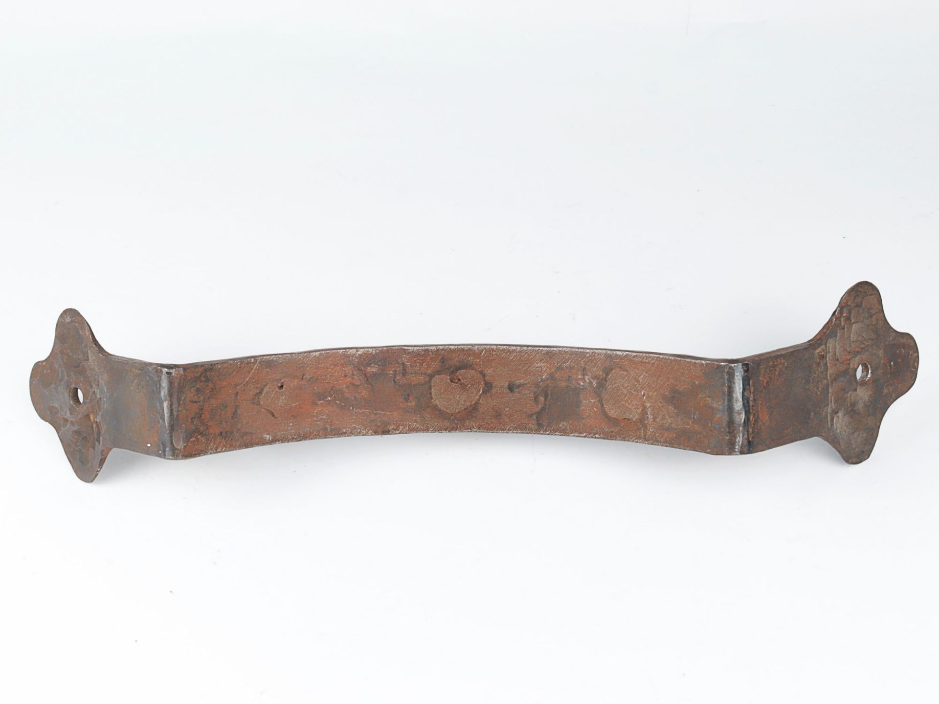 Kamingarniturhalter  Eisen, handgeschmiedet, zur Befestigung in einer Zimmerecke, korr., L ca. 30 - Bild 2 aus 2