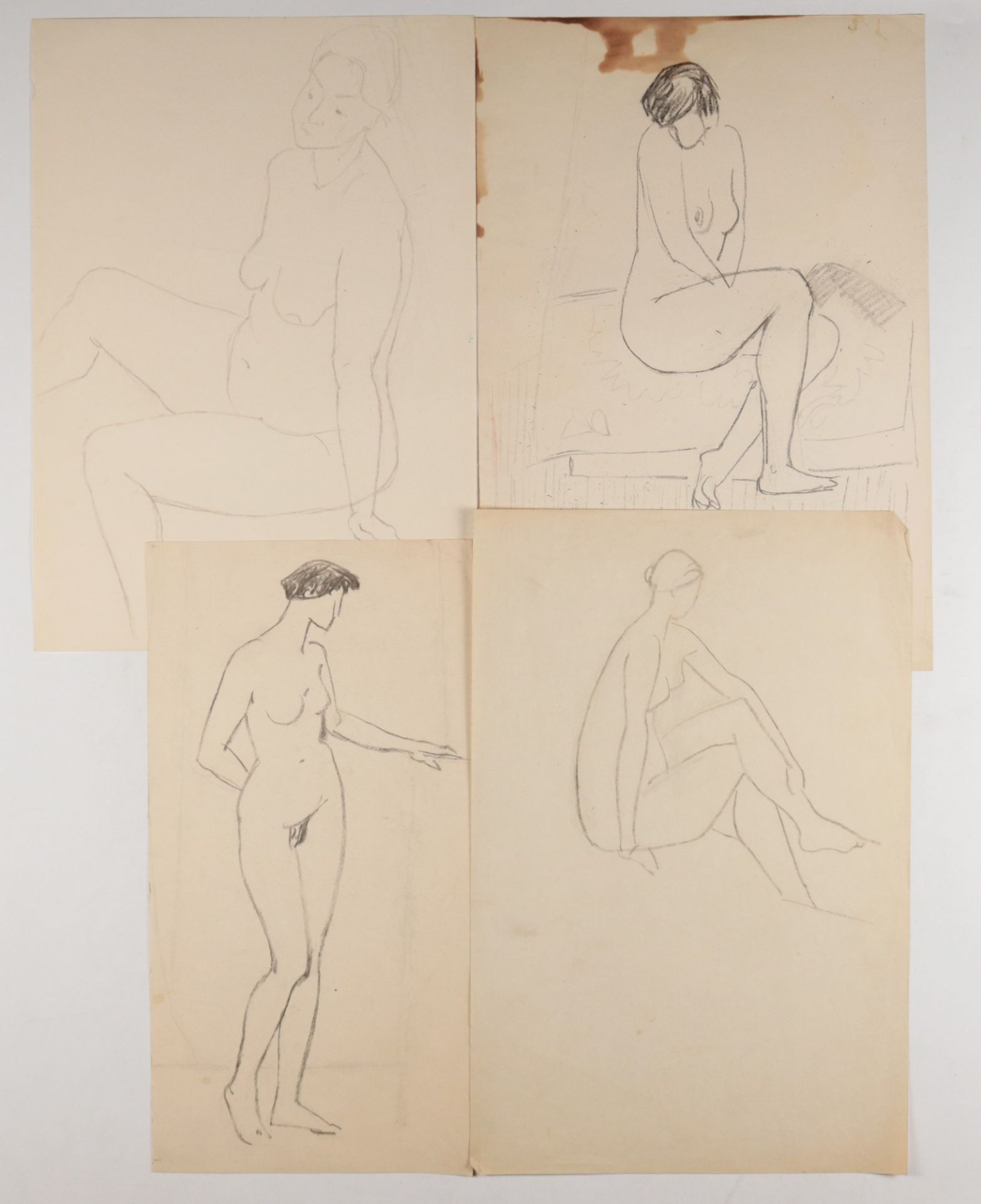Künstlernachlass- Hemmerlein, Karl 24 Zeichnungen, Skizzen/Studien,überwiegend Frauenakte in - Bild 2 aus 10