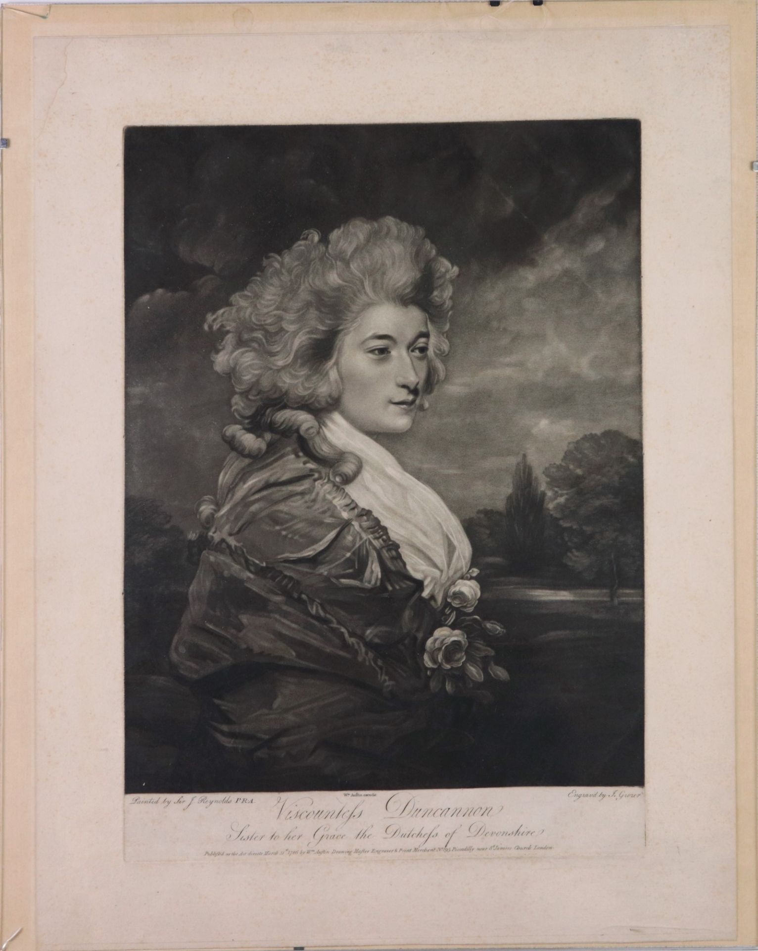 Damenporträt "Viscountess Duncannon - Sister to her grace the Dutchess of Devonshire", punktierter