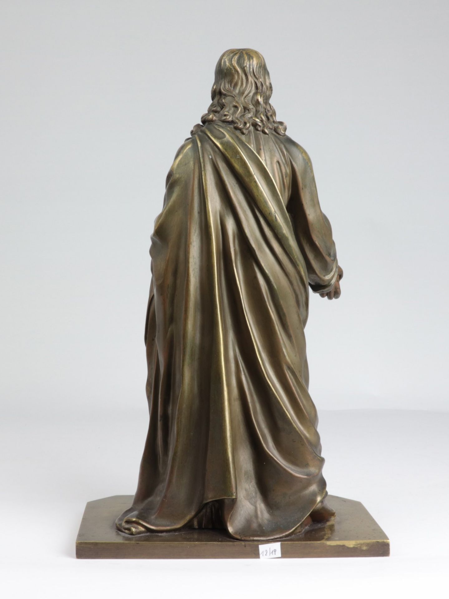 Bronzekulptur um 1900, Bronze, patiniert, vollplastische Figur v. Christus als Prophet, reicher - Bild 2 aus 4