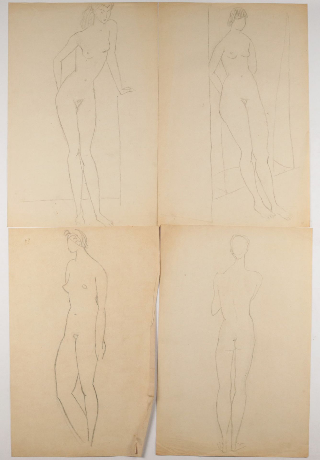 Künstlernachlass- Hemmerlein, Karl 25 Zeichnungen, Skizzen/Studien, Frauenakte in unterschiedlichen - Bild 8 aus 11