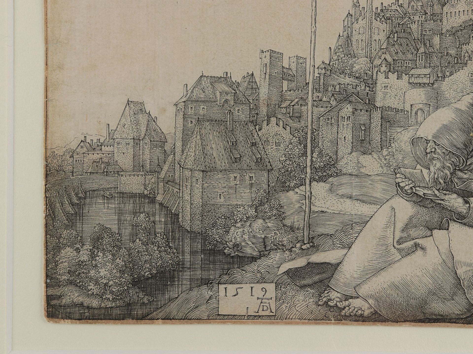 Dürer, Albrecht Dürer, Albrecht (1471 - 1528), "Der heilige Antonius vor der Stadt", Kupferstich, - Bild 7 aus 9