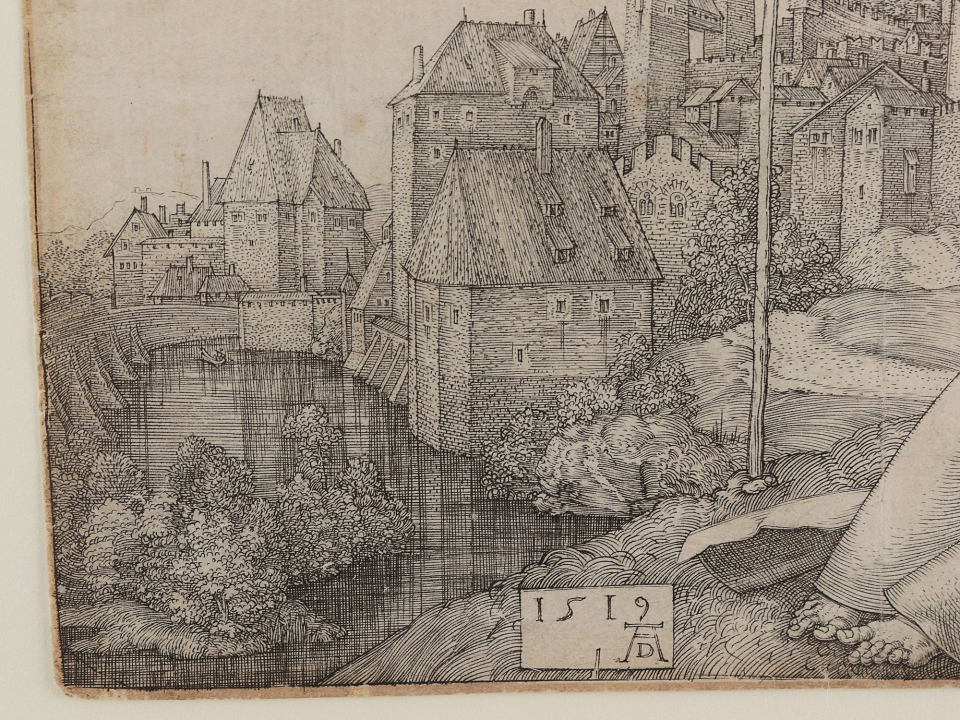 Dürer, Albrecht Dürer, Albrecht (1471 - 1528), "Der heilige Antonius vor der Stadt", Kupferstich, - Bild 5 aus 9