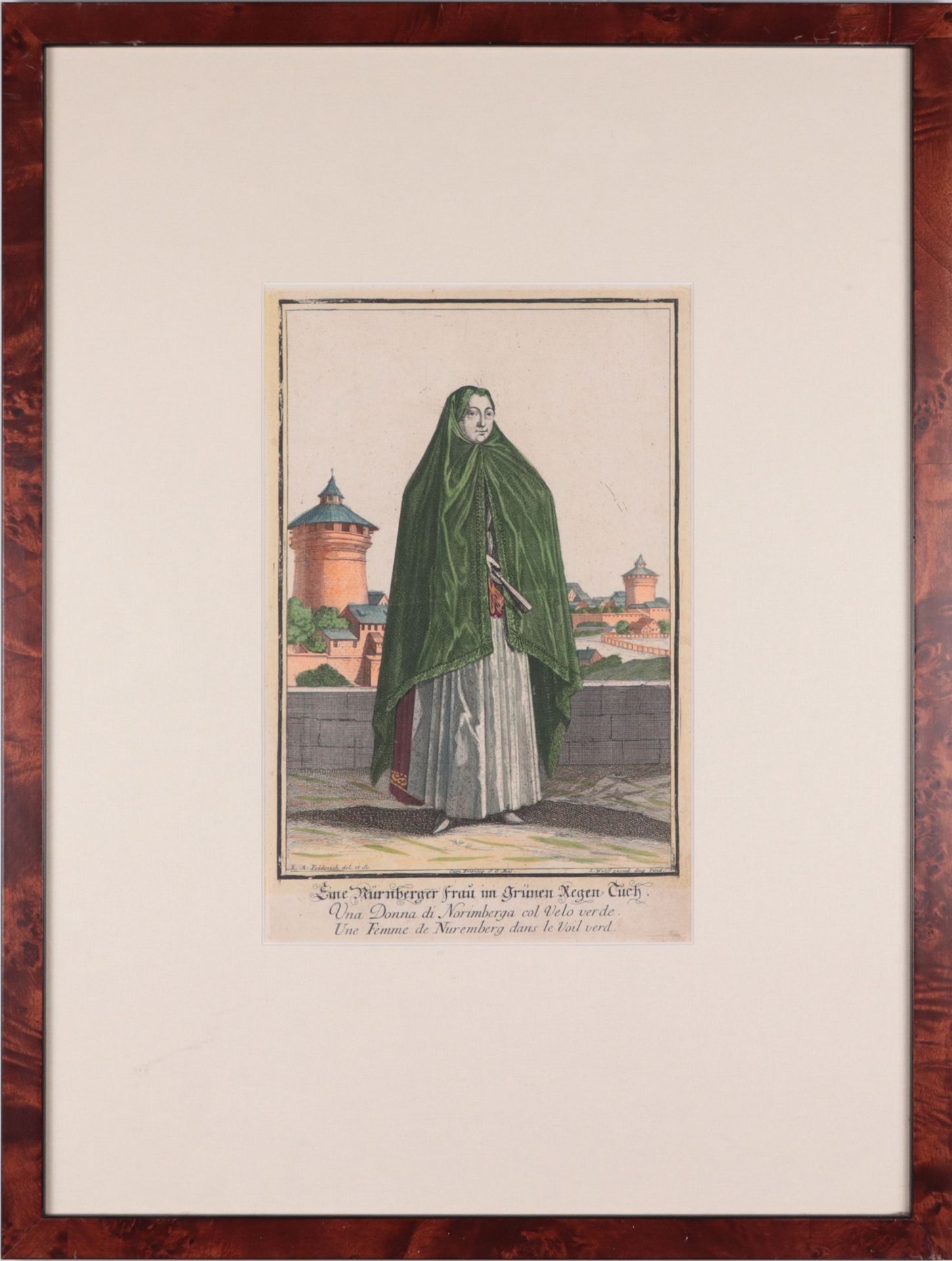 Nürnberger Trachten - 3 Stück 3 St. bestehend aus: 1x "Eine Nürnberger Frau im weißen Regen-Tuch", - Image 11 of 14