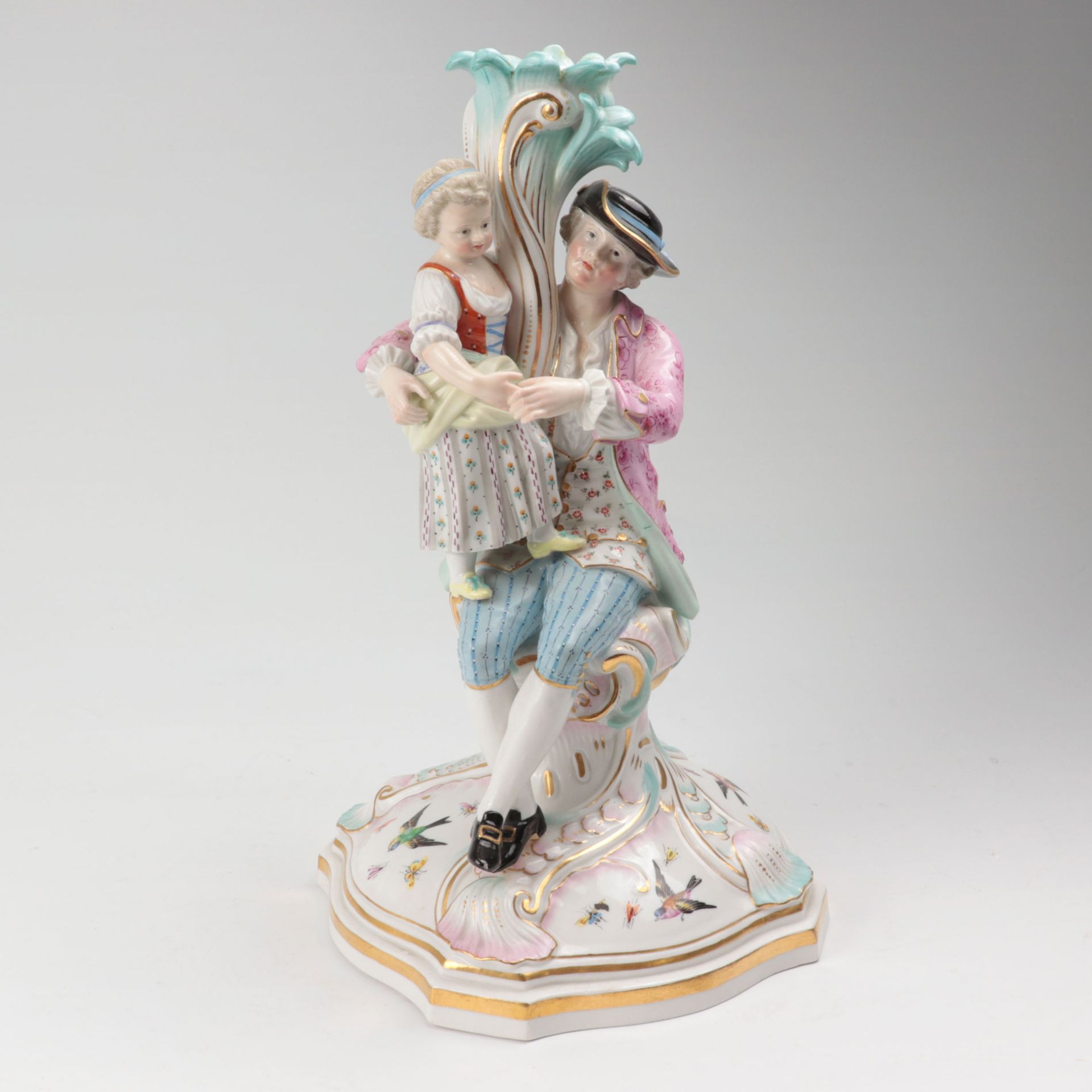 Meissen - Kerzenleuchter blaue Knaufschwerter, Figurenleuchter, Modell-Nr. D 177, von