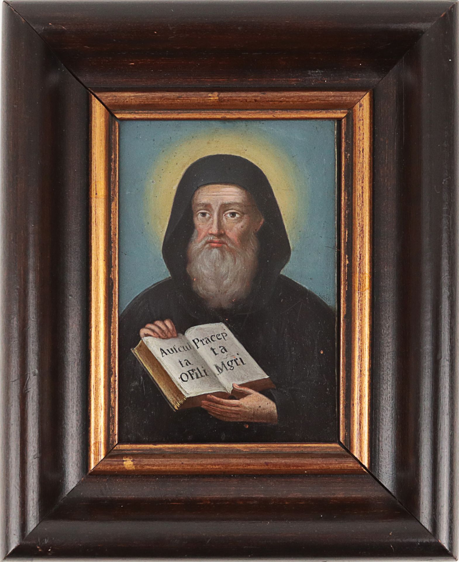 Unsigniert „Kirchenheiliger“, Öl/Kupfer/Karton, Brustporträt eines Kirchenvaters