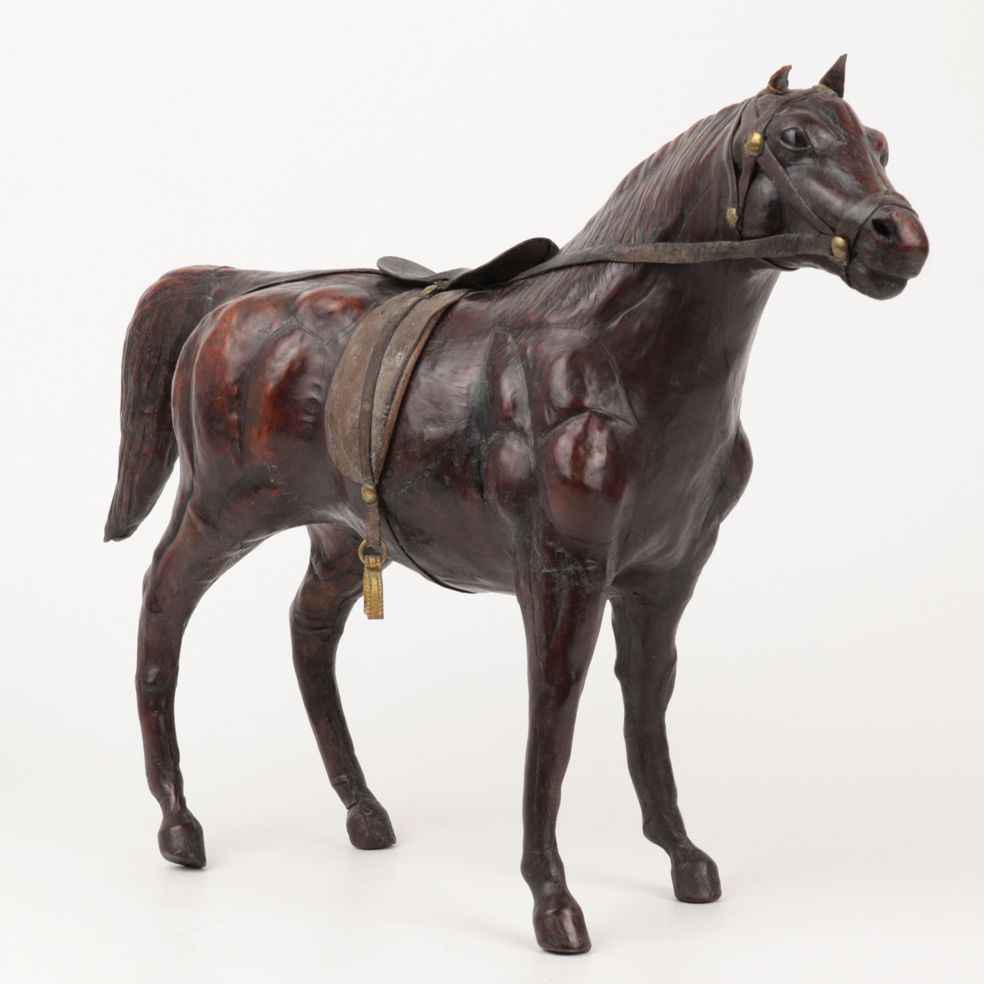 Lederpferd wohl um 1900, Skulptur eines Pferdes mit Leder überzogen, naturalistisch u