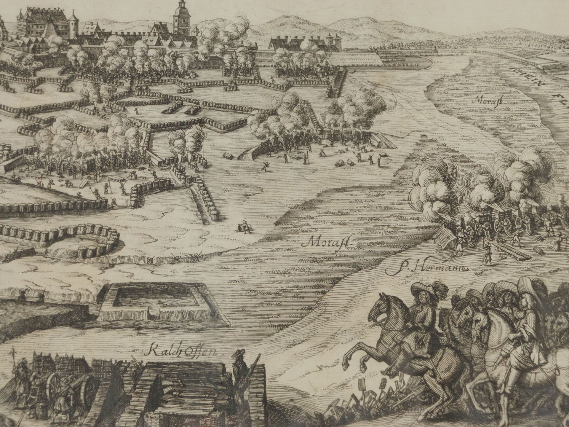 Philippsburg - Festung bez. "Prospect der Vestung und Belägerung Philipsburg", Kupfer - Image 2 of 3