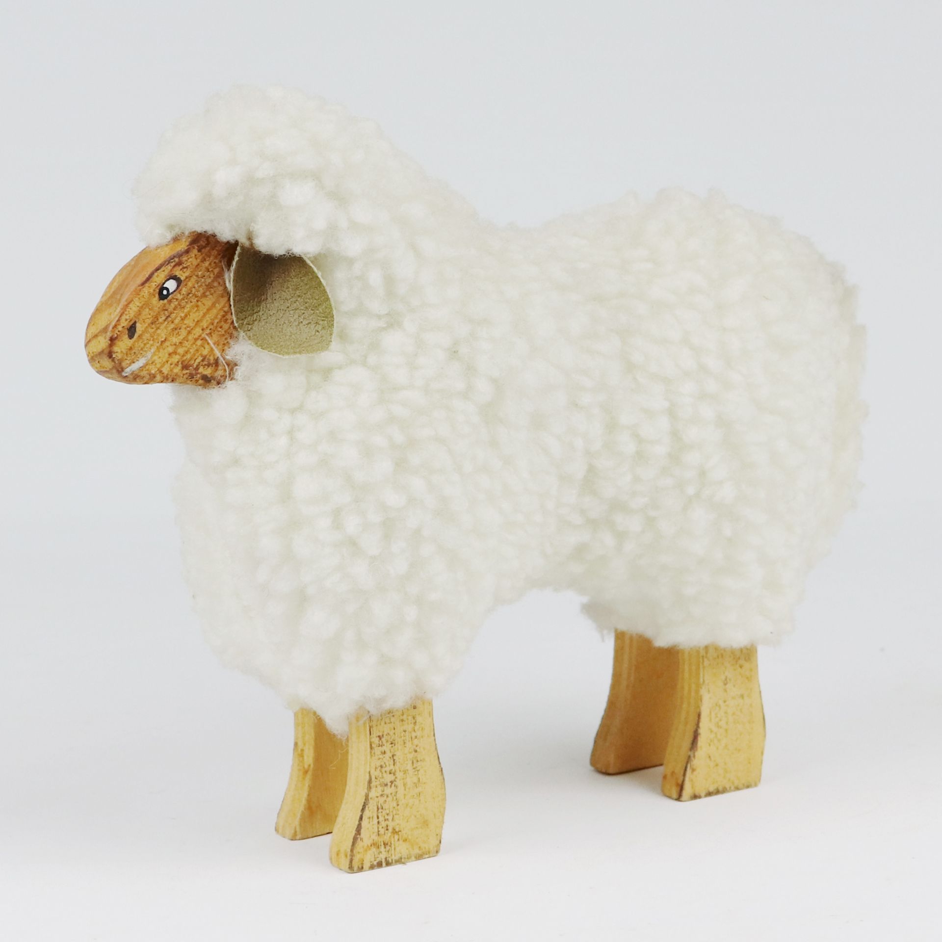 Holzspielzeug Schaf in der Art von François-Xavier Lalanne, stehendes Schaf, Holzkorp