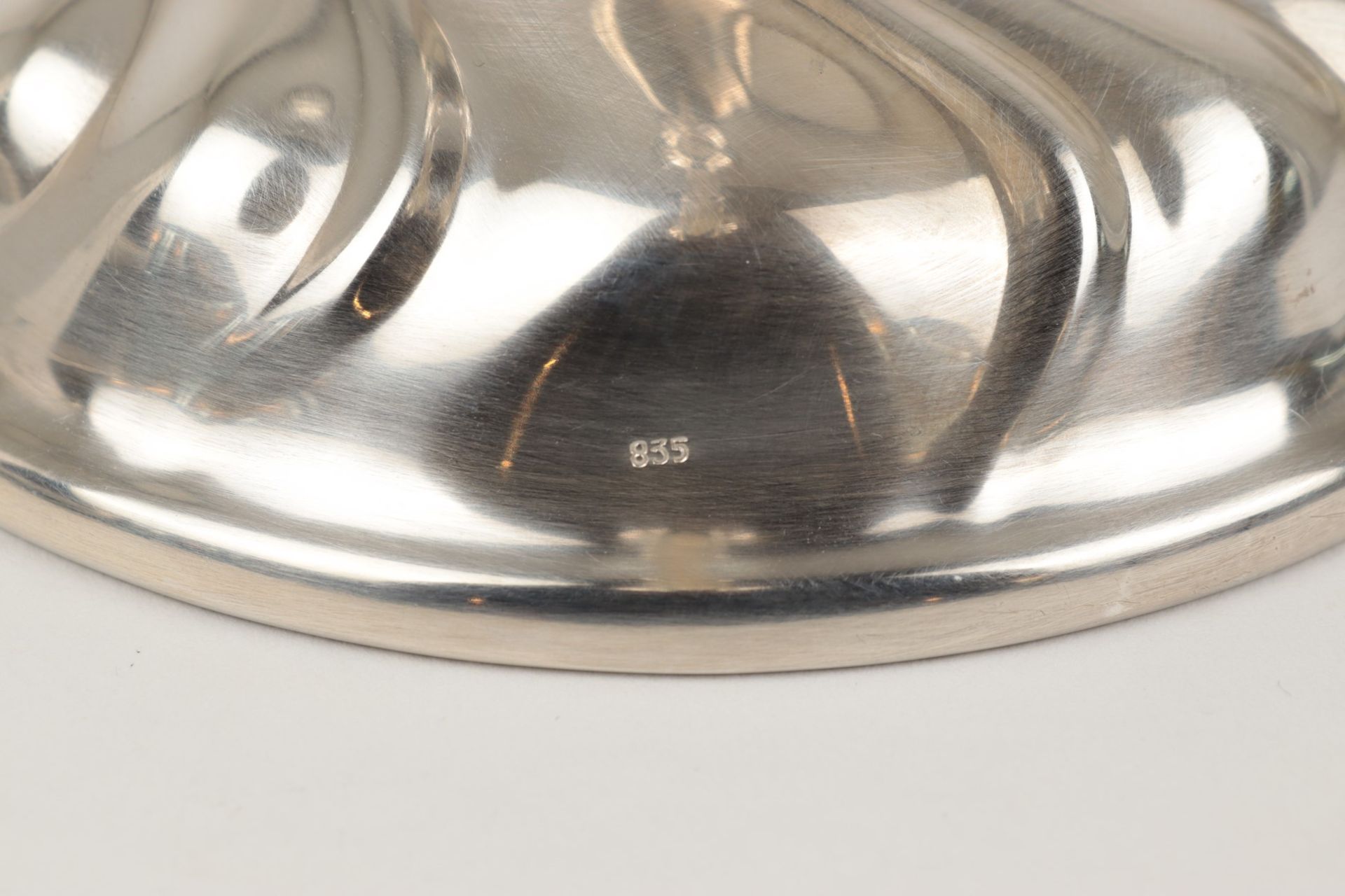 Kerzenleuchter Silber 835, 3-flammig, runder Stand, balusterförmiger Schaft m. zwei g - Bild 6 aus 6