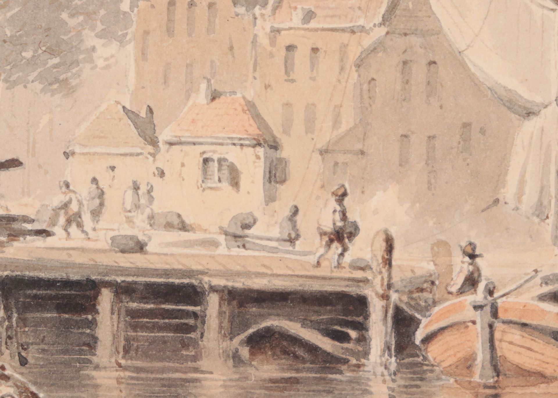 Unleserlich signiert 1.H.19. Jh., niederländischer Künstler, "Amsterdamer Hafen", Tu - Bild 3 aus 5