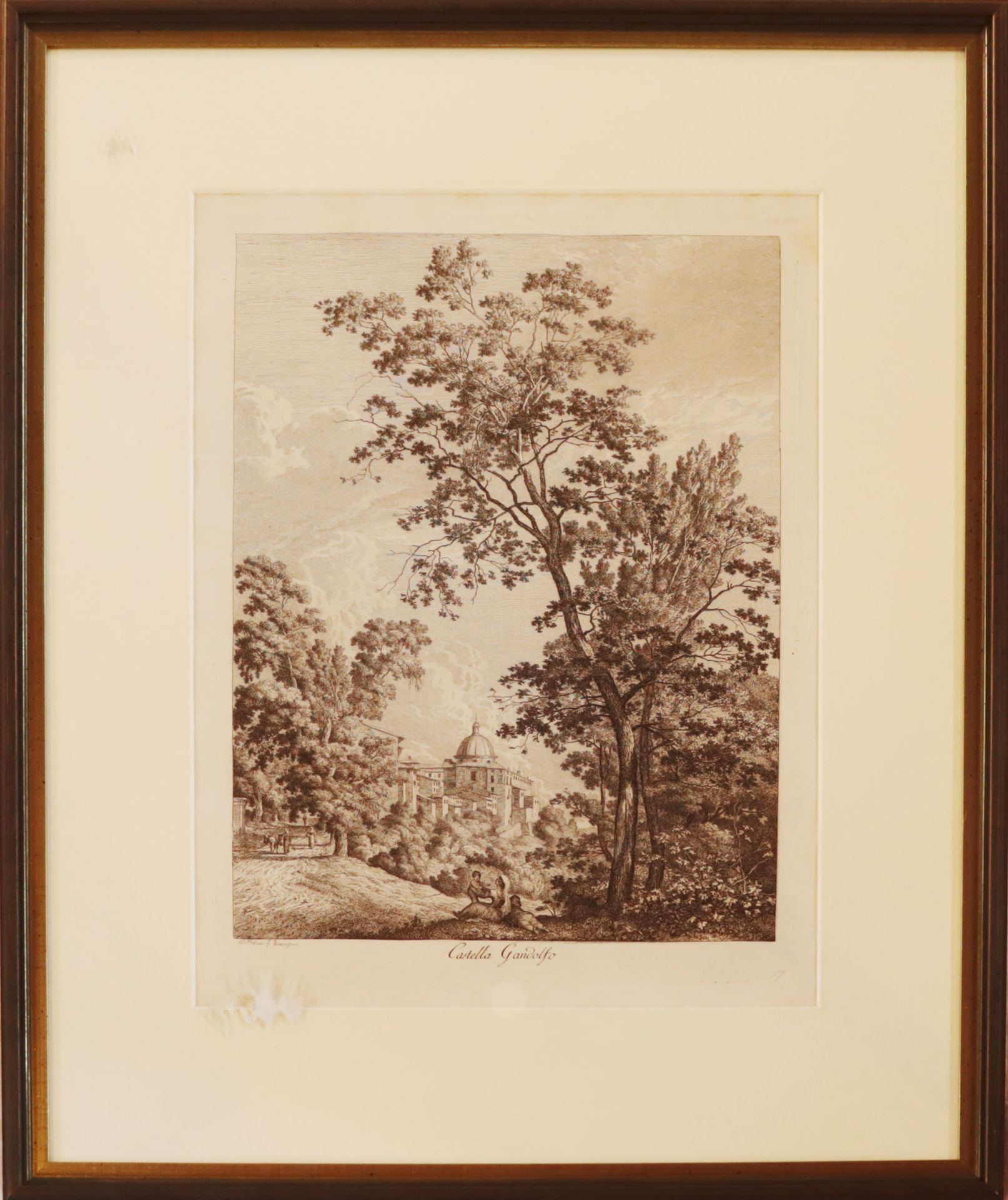 Castel Gandolfo - Teilansicht Radierung v. J. W. Mechau, Rom 1792, aus: Malerisch radi