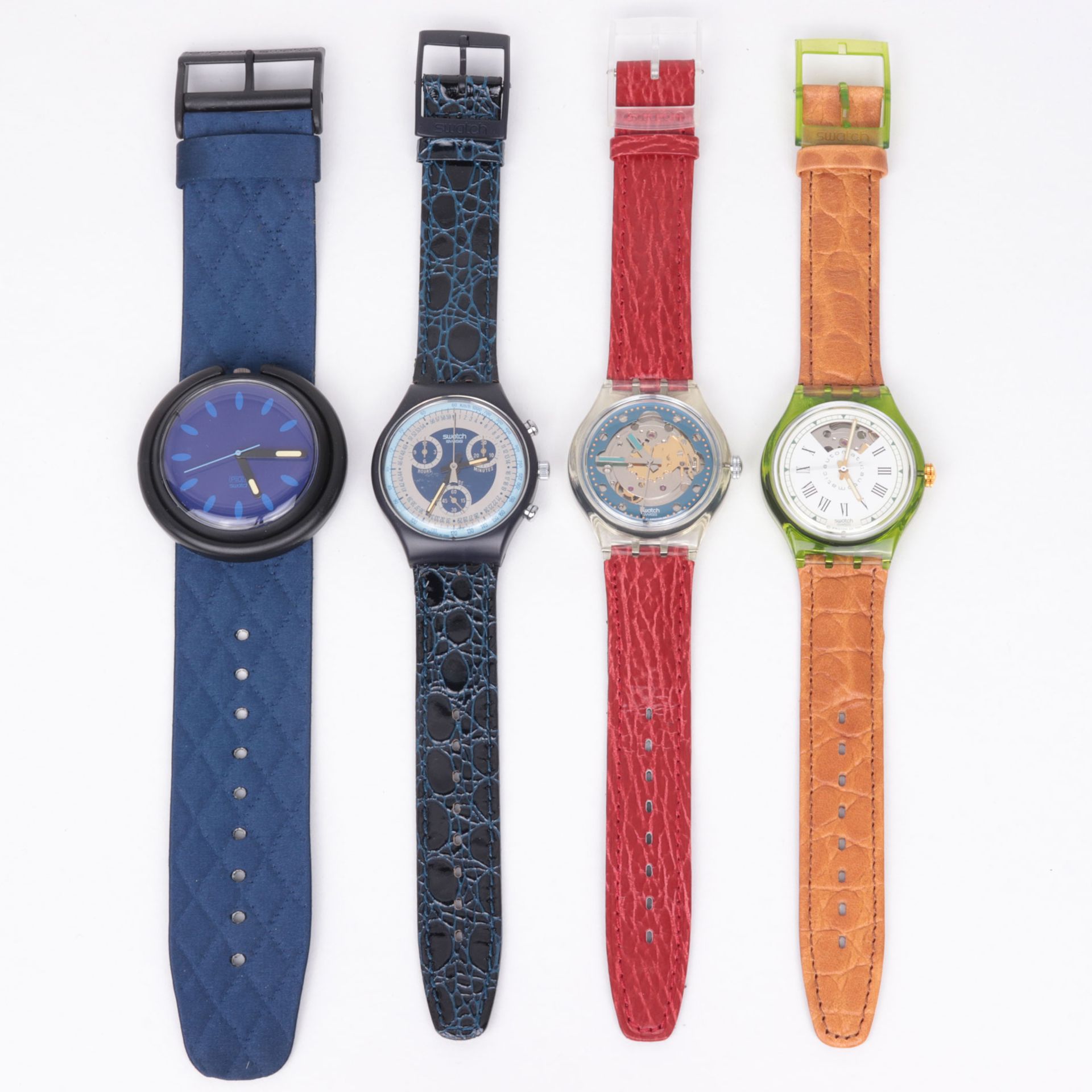Swatch - Armbanduhren 4 St., Schweiz, versch. Ausführungen, Fkt. ungepr., im OK