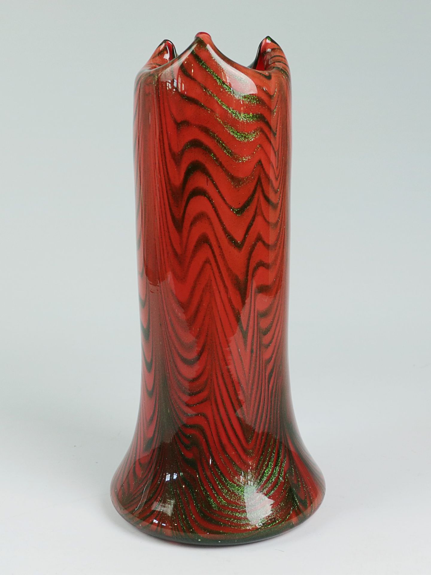 Leerdam Unica - Vase 1950/60er J., farbloses dickwandiges Glas, runder breiter Stand m
