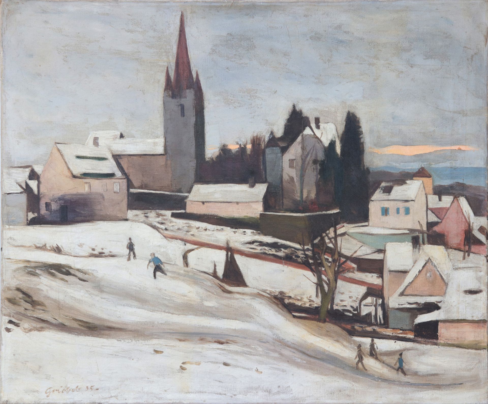Griebel, Fritz 1899 Unfinden -1976 Heroldsberg, „Blick auf Heroldsberg im Winter“,