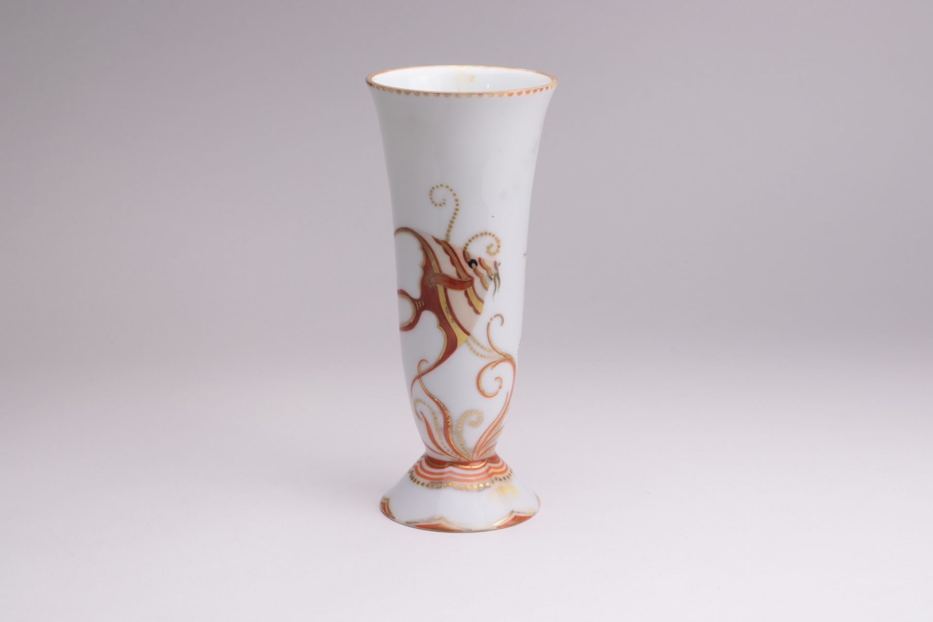 Rosenthal - Vase 1920/30er, grüne Stempelmarke, Selb-Bavaria, Art déco, Fischdekor m