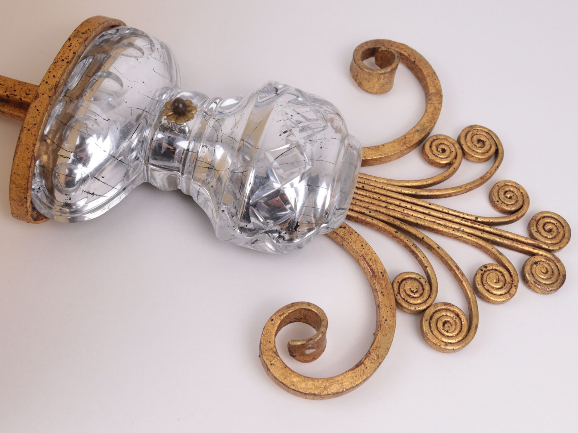 Maison Bagues - Wandlampe Metall vergoldet / Kristallglas, 2-flammig, Wandmontierung m - Bild 2 aus 5