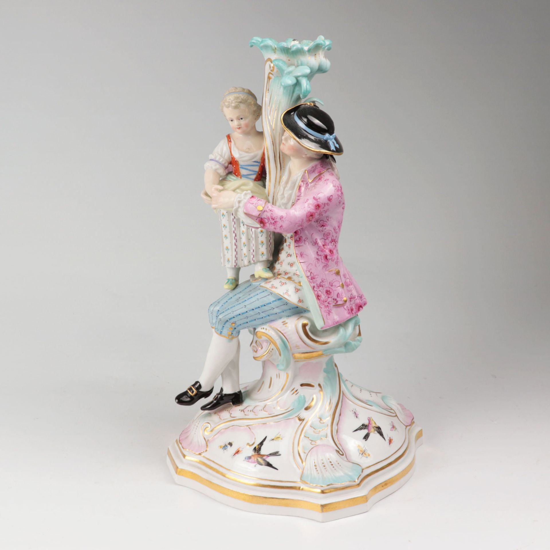 Meissen - Kerzenleuchter blaue Knaufschwerter, Figurenleuchter, Modell-Nr. D 177, von - Image 2 of 8