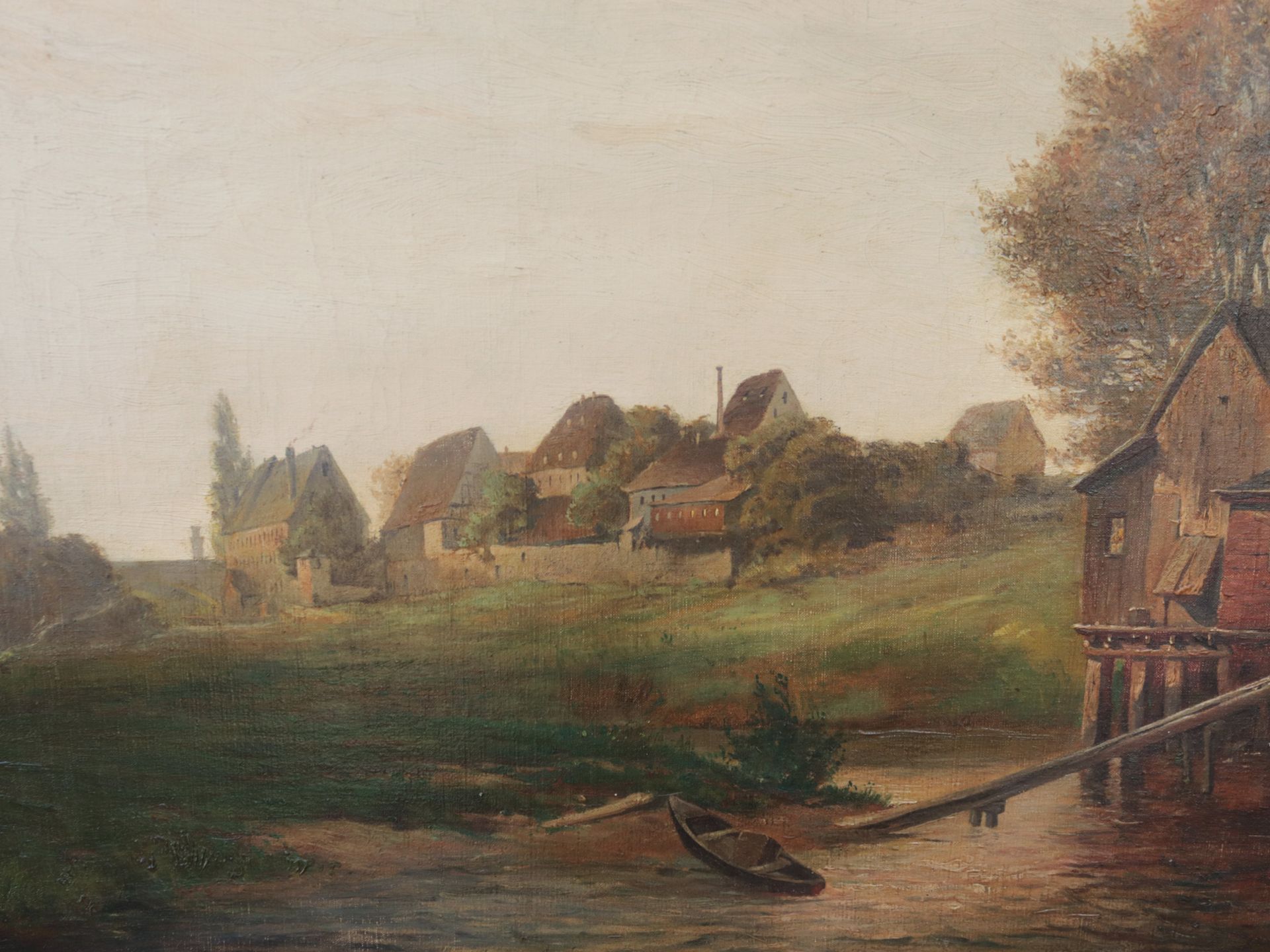Richter, A. "Dorfansicht am Fluß", Öl/Ld., kurzer Pinselduktus, sommerliche Landscha - Image 2 of 9