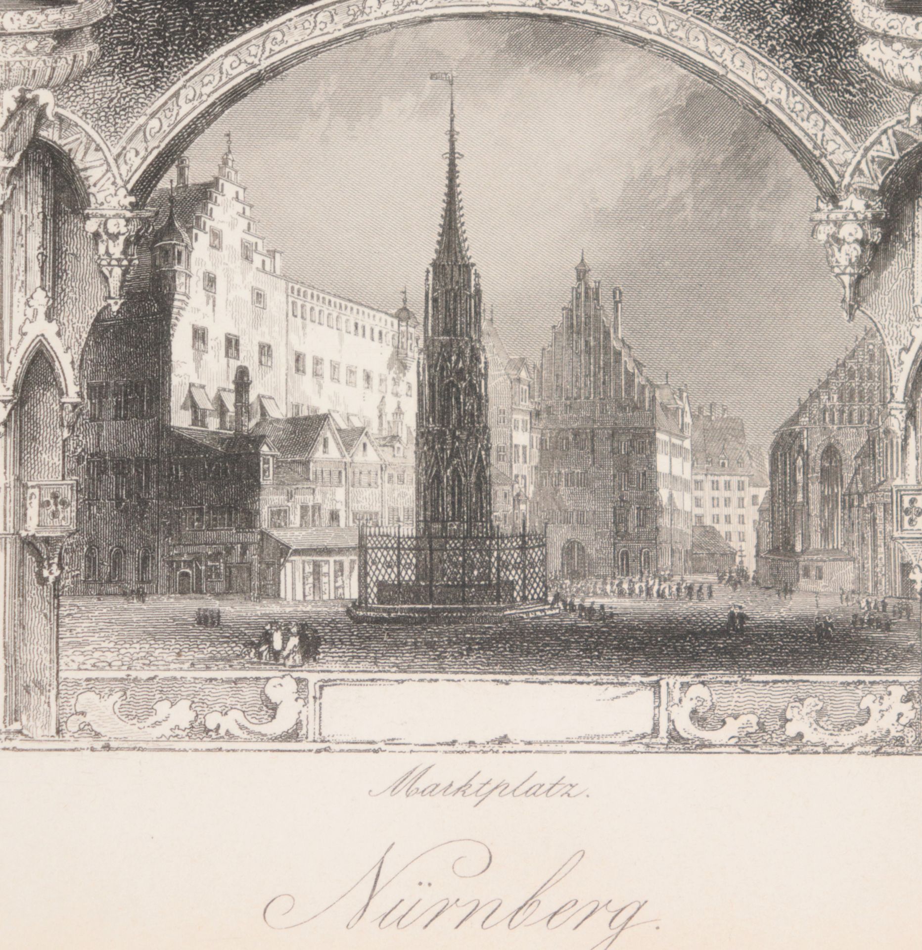 Nürnberg - Souvenirblatt "Nürnberg", Stahlstich, wohl A.H. Payne, 19.Jh., un. betite - Bild 3 aus 5