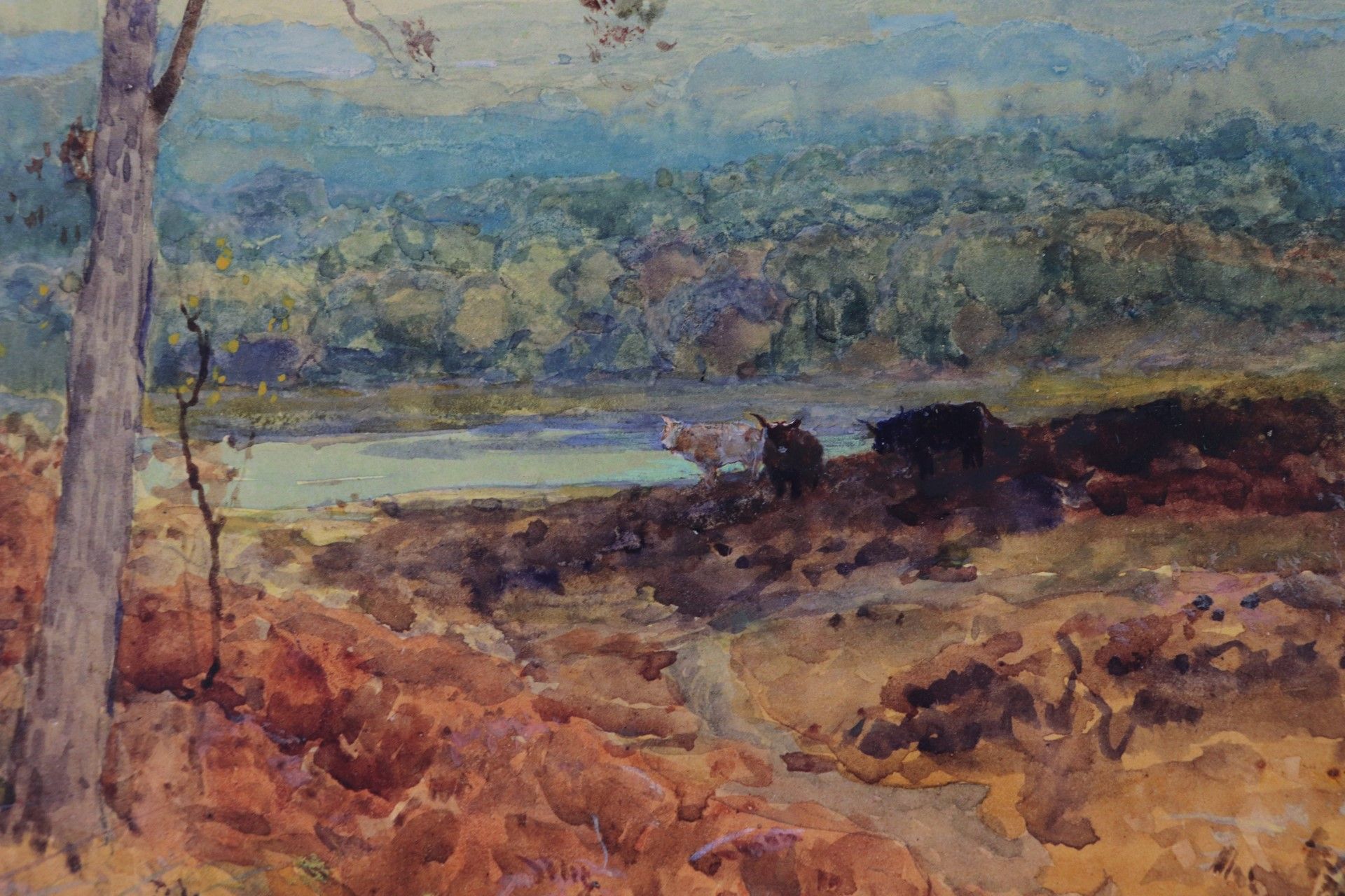 Yeend King, Henry John "Blick in die weite Landschaft", im Vordergrund weidende Kühe, - Bild 4 aus 5