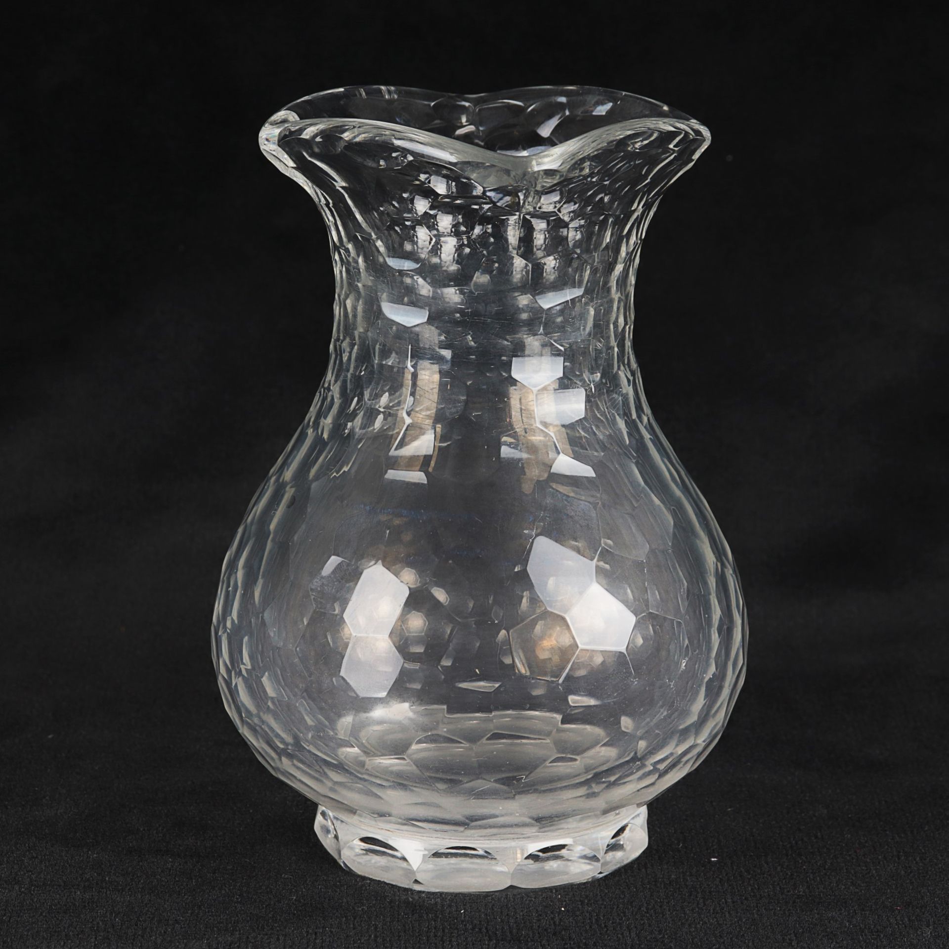 Edmond Enot - Vase um 1880, Edmont Enot, Paris, Frankreich, farbloses Glas, runder Sta