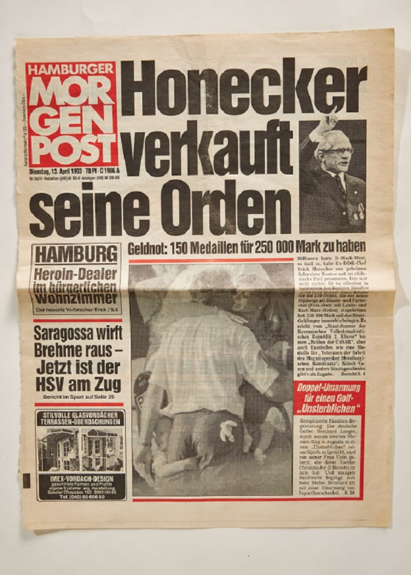 Erich Honecker - Anstecknadel der Deutsch - Sowjetischen Freundschaft.