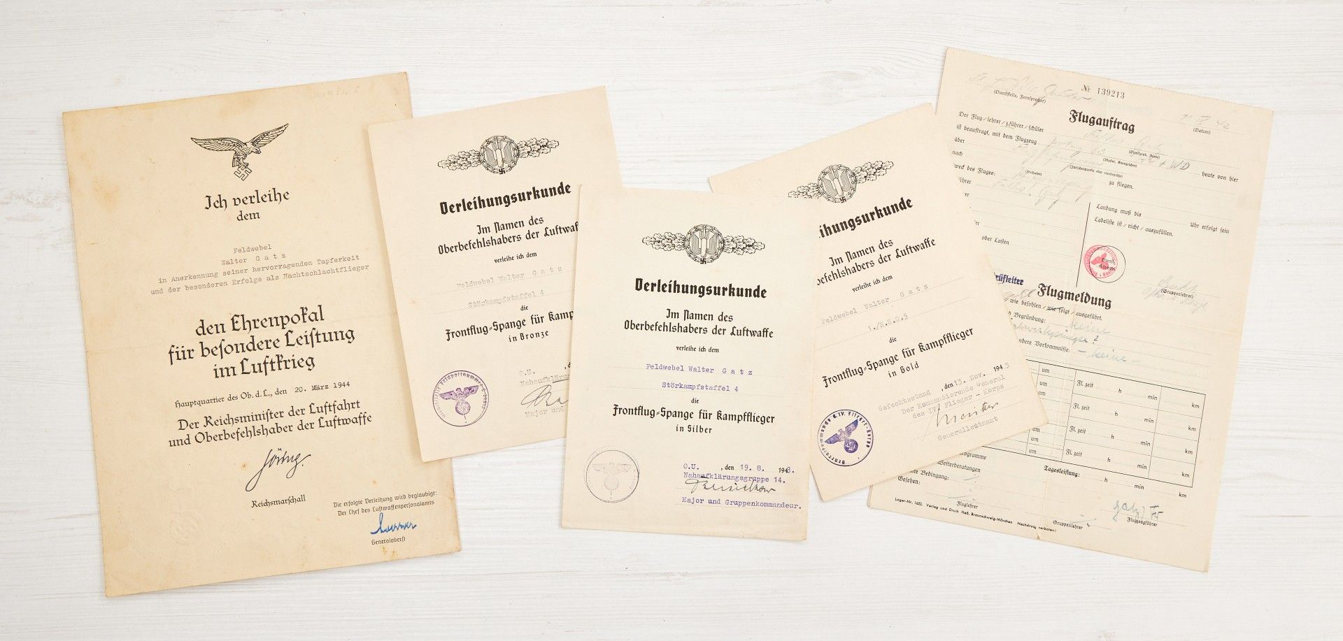 Dokumentennachlass des Oberfeldwebels Walter Gatz, 1.Nachtschlachtgruppe 5 und Störkampfstaffel 4.