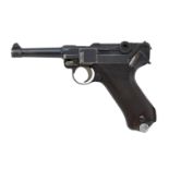 Halbautomatische Pistole Mod.: P. 08 mit Böhler Stahl Versuchslauf Herst.: DWM Deutsche Waffen-...
