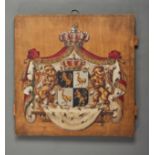 Reuß : Großes handgemaltes Wappen der Fürsten von Reuß, ältere Linie, ab 1782.