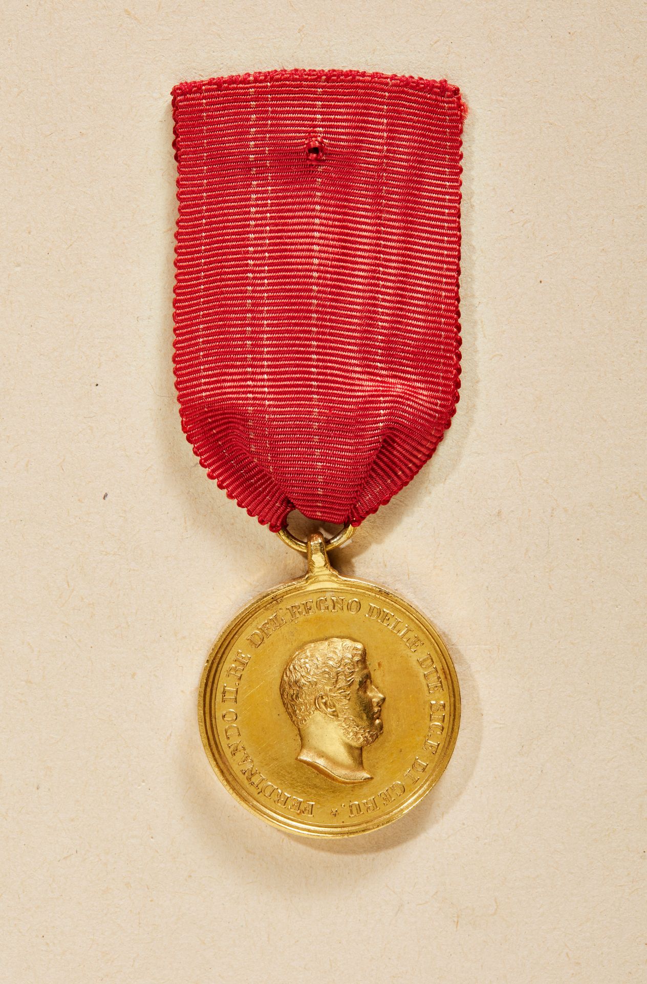 Königreich beider Sizilien : Goldene Verdienstmedaille König Ferdinando II. für Francesco Miani.