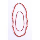 Two coral necklaces