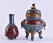 Cloisonne incense burner and vase China Qing dynasty