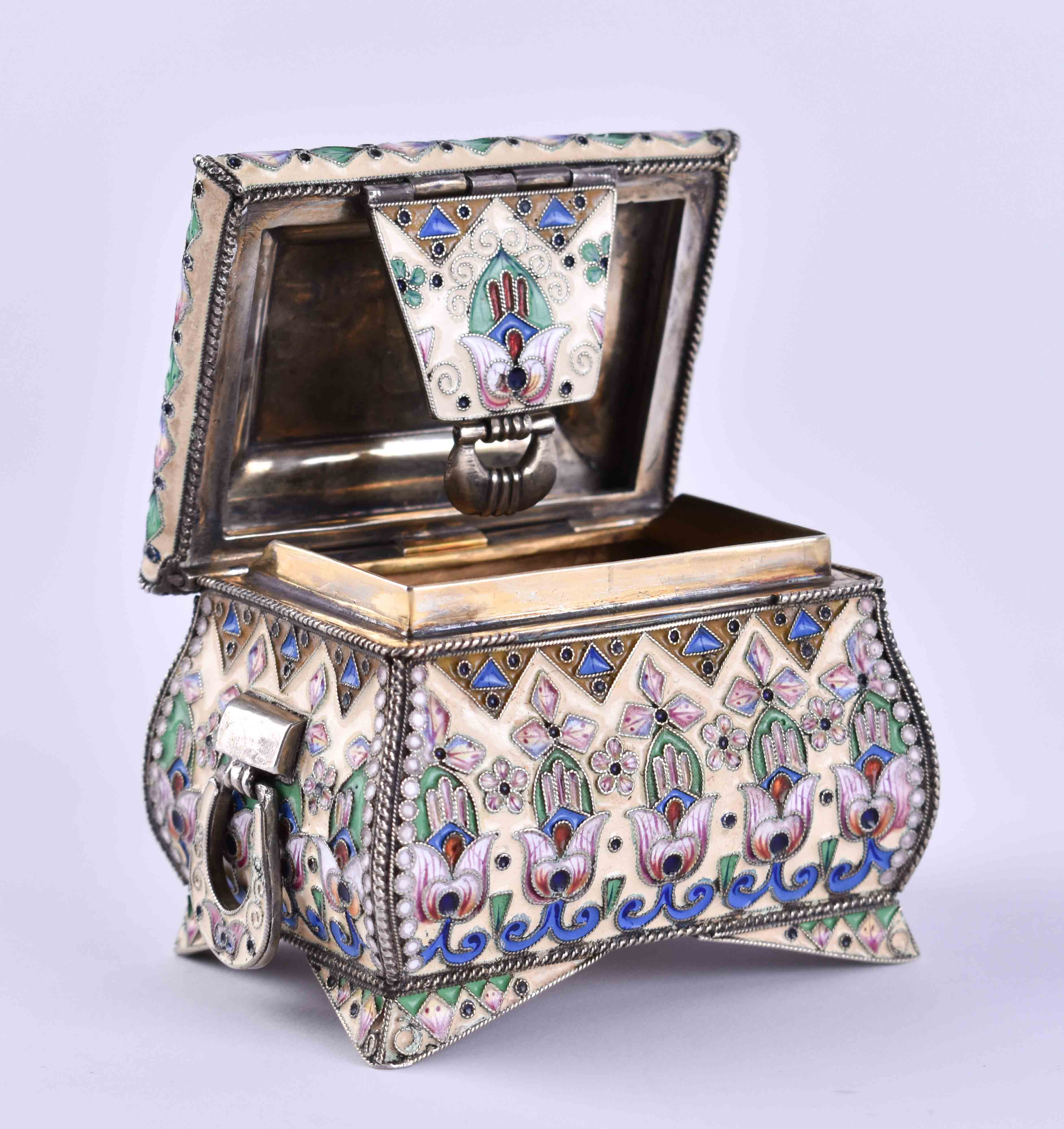Cloisonne lidded box Russia - Image 5 of 7