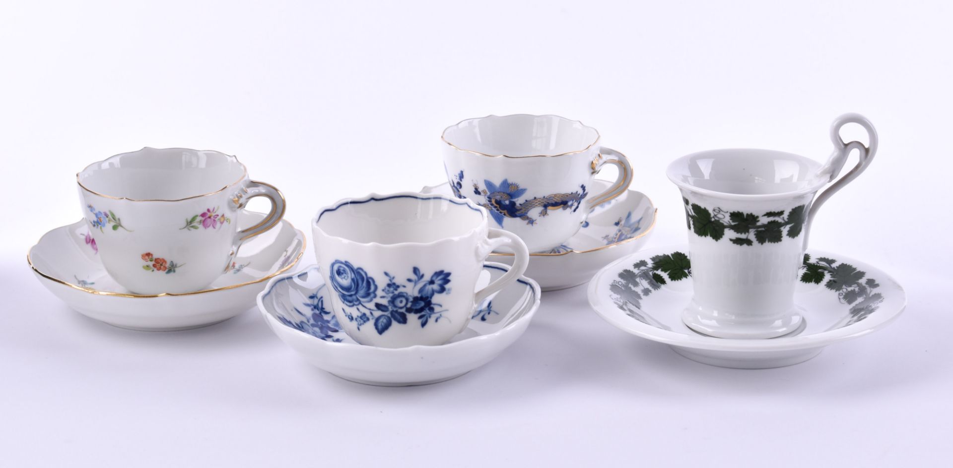 A group of porcelain mocca cups Meissen