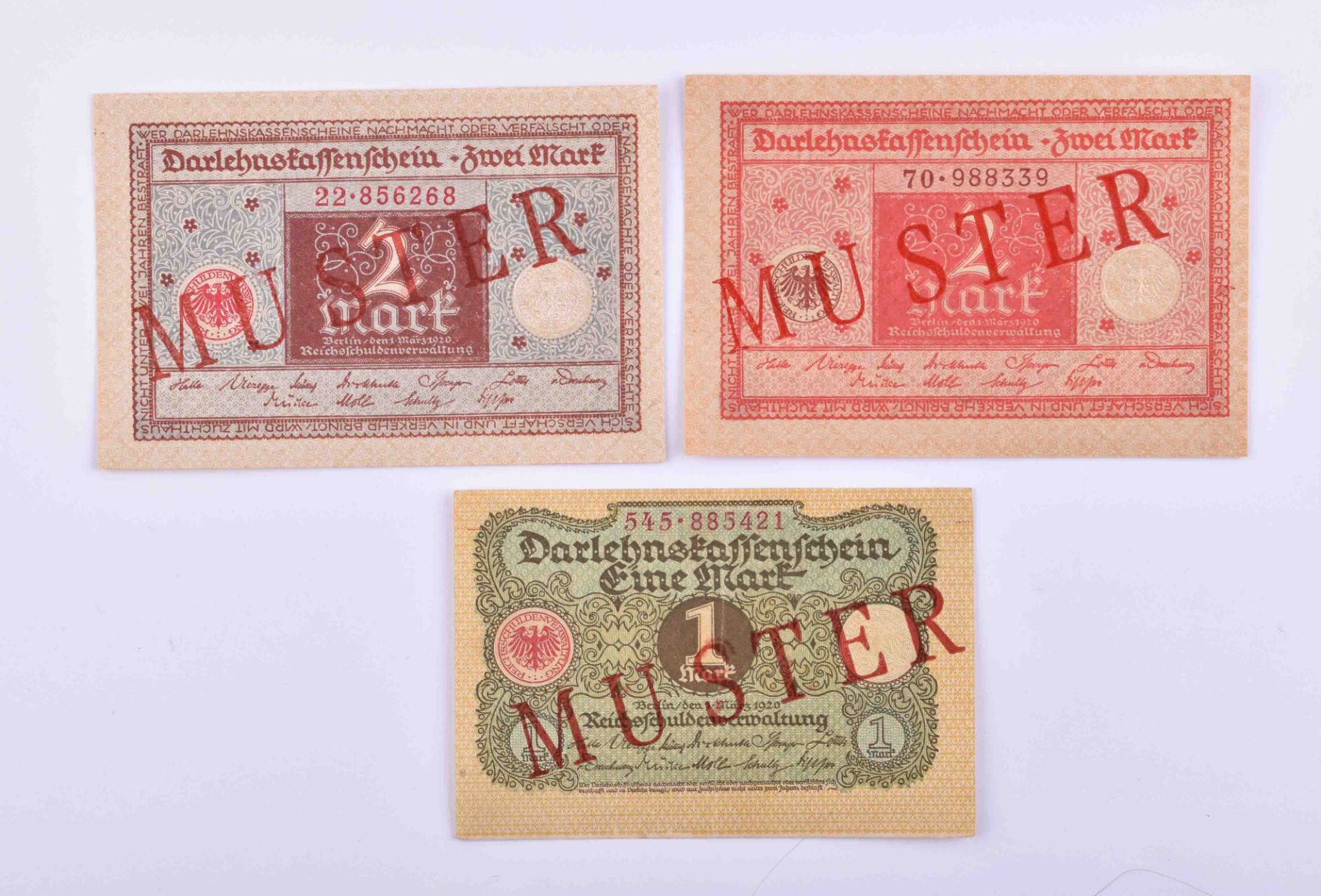 title: German Empire Weimar Republic 3 loan office notes sample