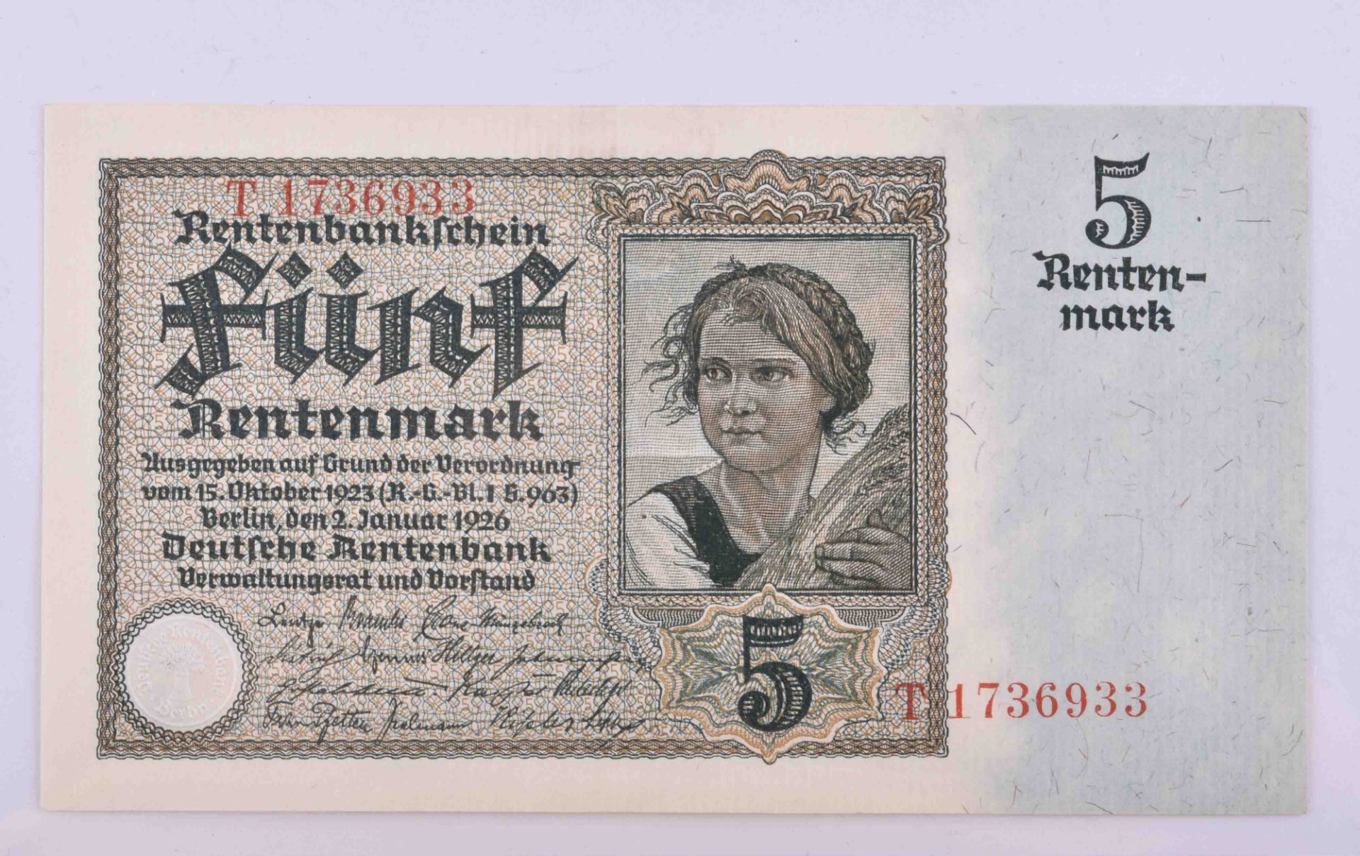 German Reich 5 Rentenmark 1926