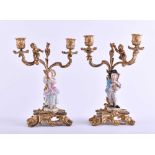 Pair of candlesticks Meissen 19th century