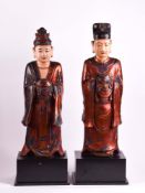 Pair of large temple figures China Qing dynasty