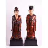 Pair of large temple figures China Qing dynasty