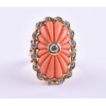 Ladies coral diamond ring Cartier