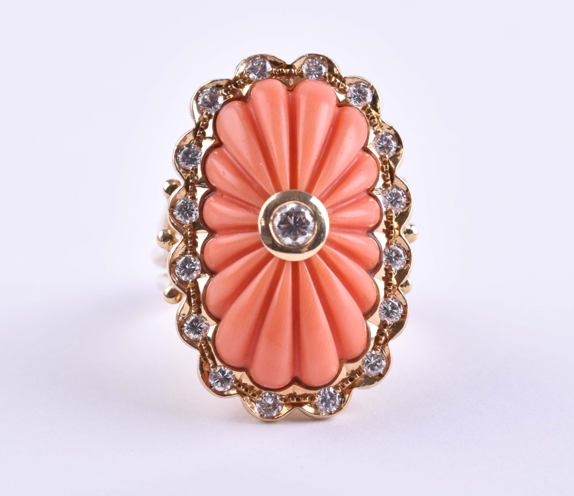 Ladies coral diamond ring Cartier