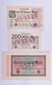 German Reich Infla 3 Reich banknotes sample