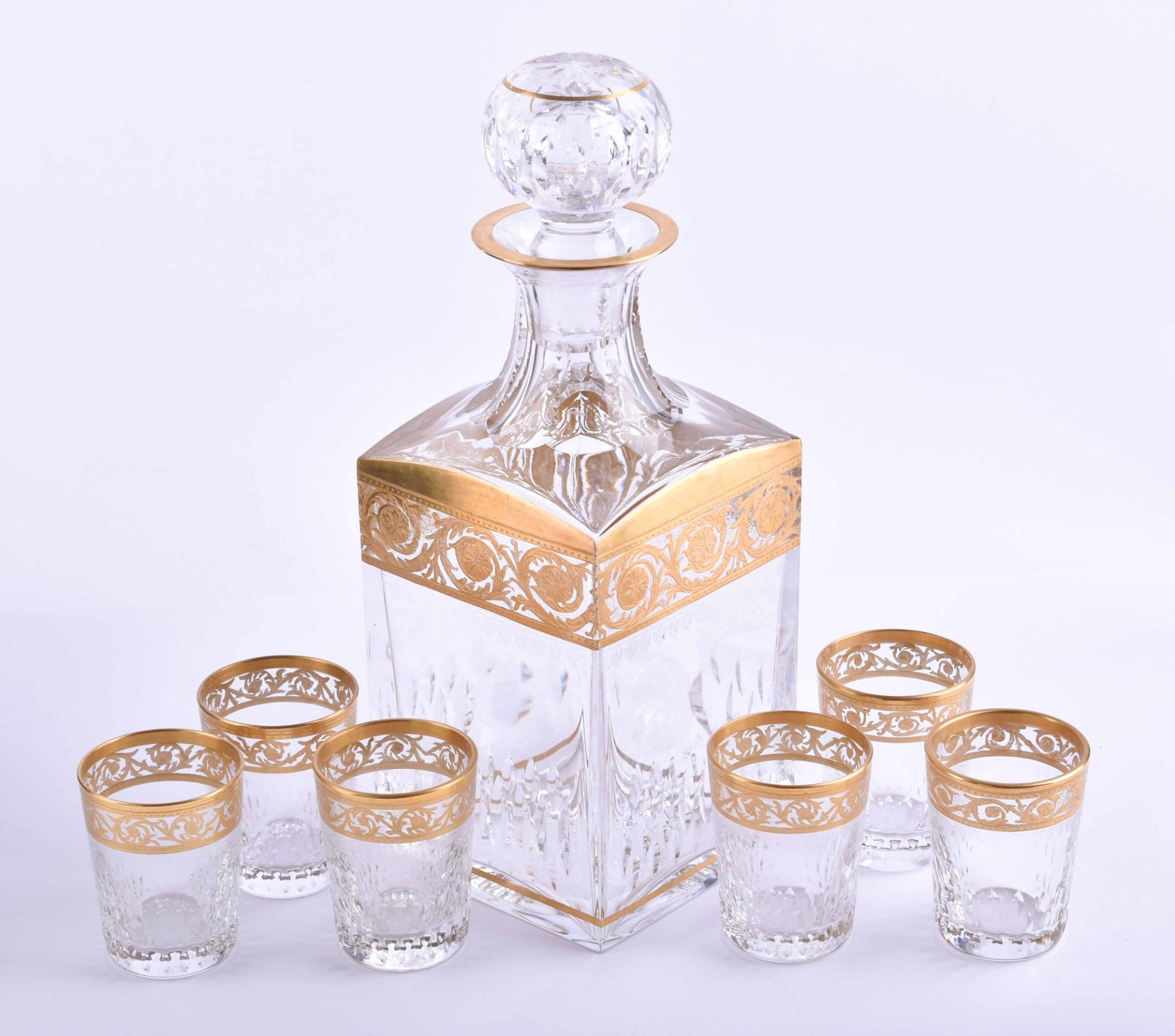 Liqueur carafe with 6 glasses Saint Louis - Image 2 of 5