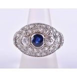 Ladies sapphire diamond ring