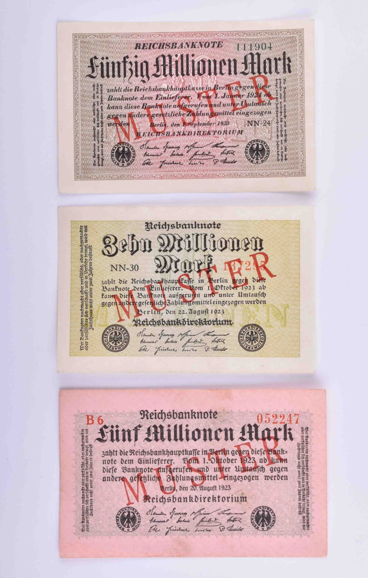 German Reich Infla 3 Reich banknotes sample